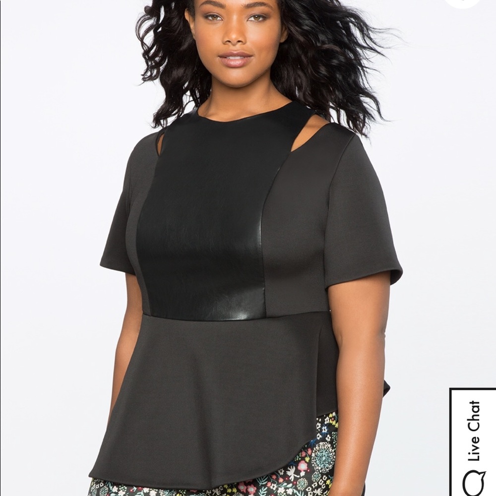 Eloquii Cutout Shoulder Peplum Top, size 14/16